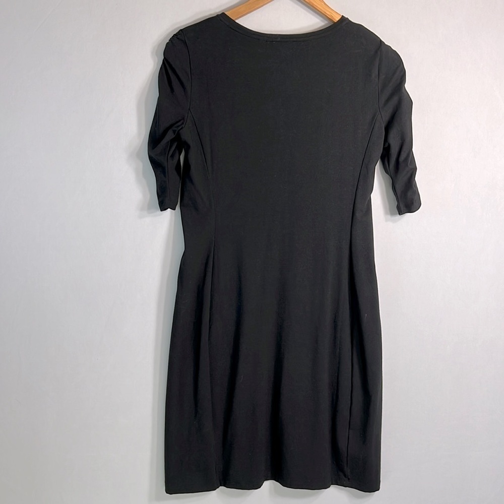 Theory Black Gathered Sleeve Dress Size S - Picture 5 of 6